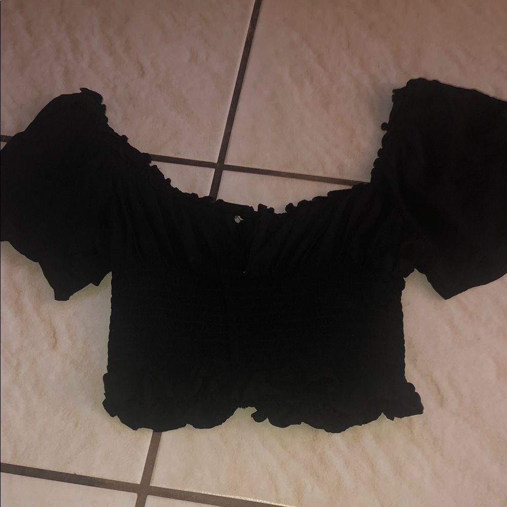 Forever 21 Black Ruffled Blouse